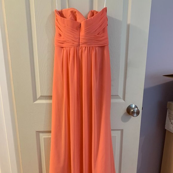 David's Bridal Bridesmaid Dress Coral Sz. 2 - Picture 3 of 4